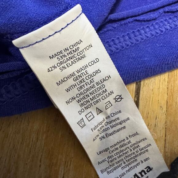 prAna Boho Hemp Cotton Yoga T-Shirt w/ Built-in Bra, Women S, Athleisure Workout - Picture 8 of 10